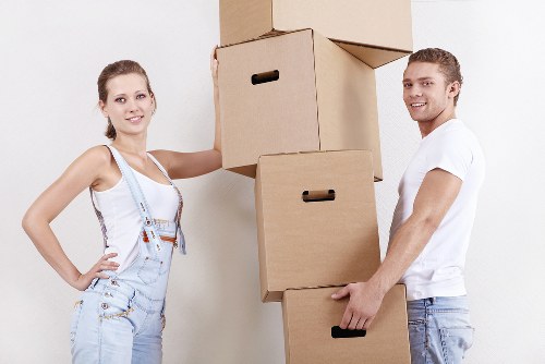 Careful packing of fragile household items for a local relocation